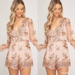 Gold sequin romper